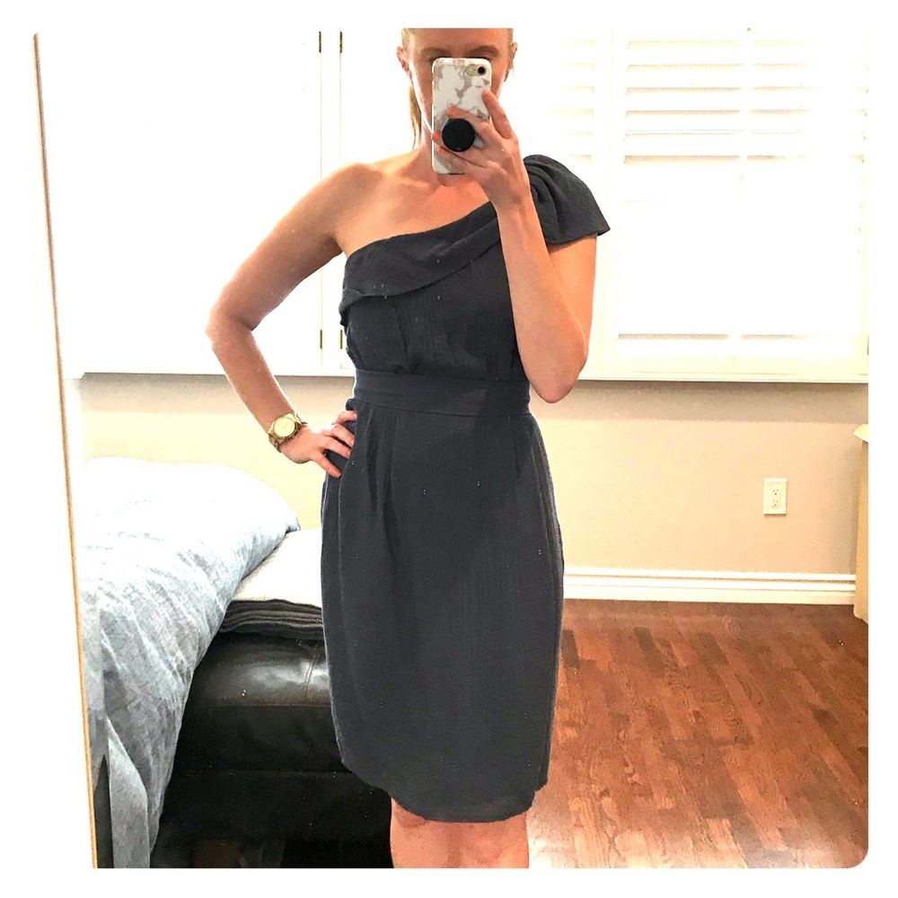 Black Halo one shoulder dress